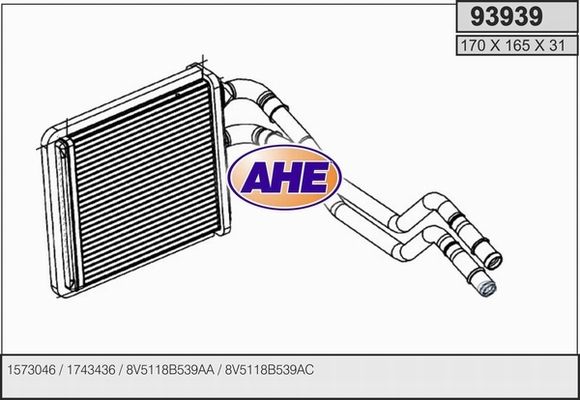 AHE Теплообменник, отопление салона 93939