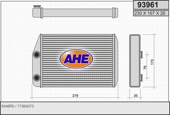 AHE Теплообменник, отопление салона 93961
