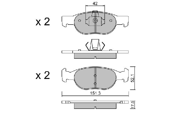 AISIN Комплект тормозных колодок, дисковый тормоз BPFI-1002