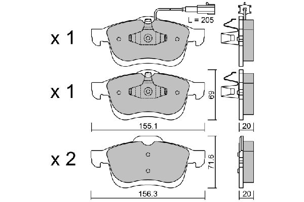 AISIN Комплект тормозных колодок, дисковый тормоз BPFI-1027