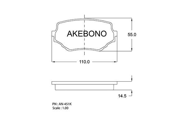 AKEBONO Комплект тормозных колодок, дисковый тормоз AN-451K