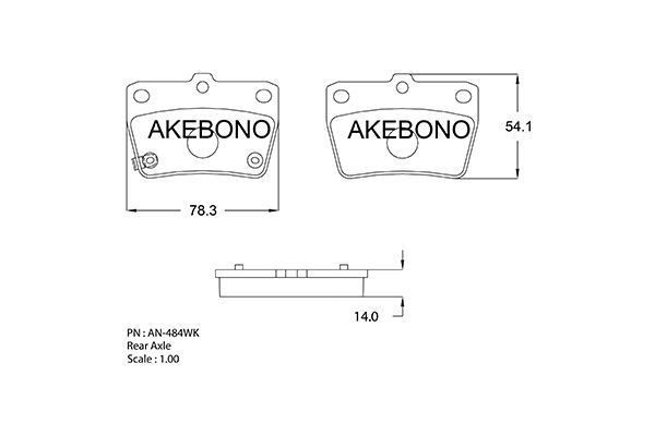 AKEBONO Комплект тормозных колодок, дисковый тормоз AN-484WK