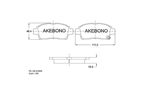 AKEBONO Bremžu uzliku kompl., Disku bremzes AN-618WK