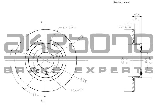 AKEBONO Тормозной диск BN-0374