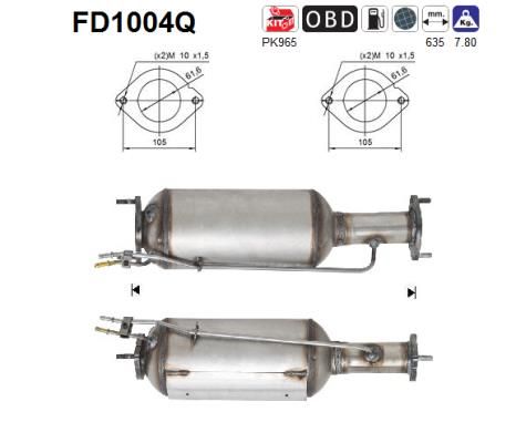 AS Nosēdumu-/Daļiņu filtrs, Izplūdes gāzu sistēma FD1004Q