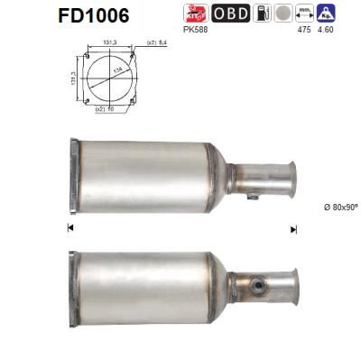 AS Сажевый / частичный фильтр, система выхлопа ОГ FD1006