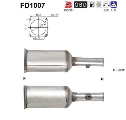AS Сажевый / частичный фильтр, система выхлопа ОГ FD1007