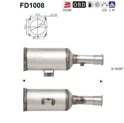 AS Сажевый / частичный фильтр, система выхлопа ОГ FD1008