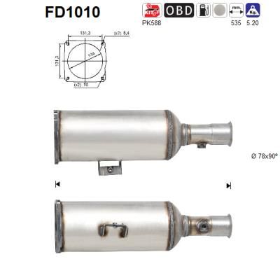 AS Сажевый / частичный фильтр, система выхлопа ОГ FD1010