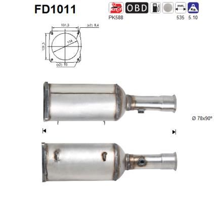 AS Сажевый / частичный фильтр, система выхлопа ОГ FD1011