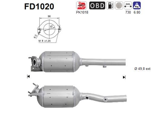 AS Nosēdumu-/Daļiņu filtrs, Izplūdes gāzu sistēma FD1020