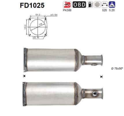 AS Nosēdumu-/Daļiņu filtrs, Izplūdes gāzu sistēma FD1025