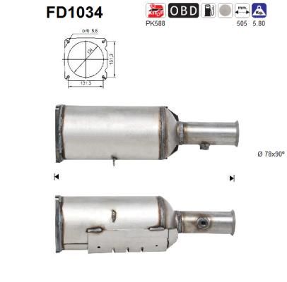 AS Сажевый / частичный фильтр, система выхлопа ОГ FD1034