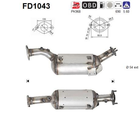 AS Nosēdumu-/Daļiņu filtrs, Izplūdes gāzu sistēma FD1043