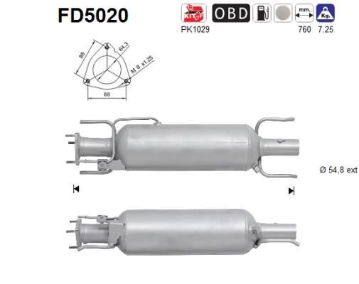 AS Сажевый / частичный фильтр, система выхлопа ОГ FD5020