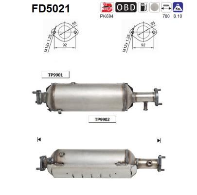 AS Nosēdumu-/Daļiņu filtrs, Izplūdes gāzu sistēma FD5021