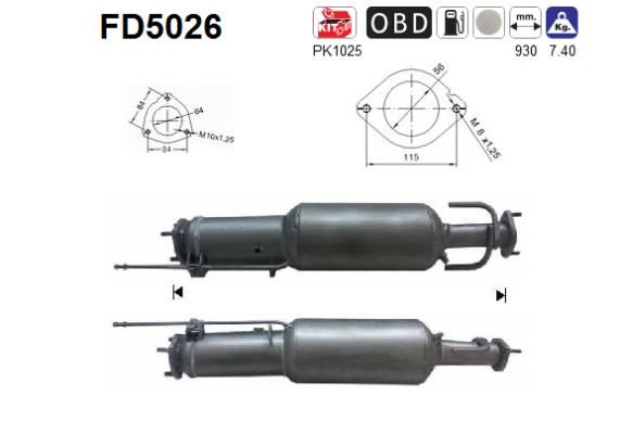 AS Nosēdumu-/Daļiņu filtrs, Izplūdes gāzu sistēma FD5026