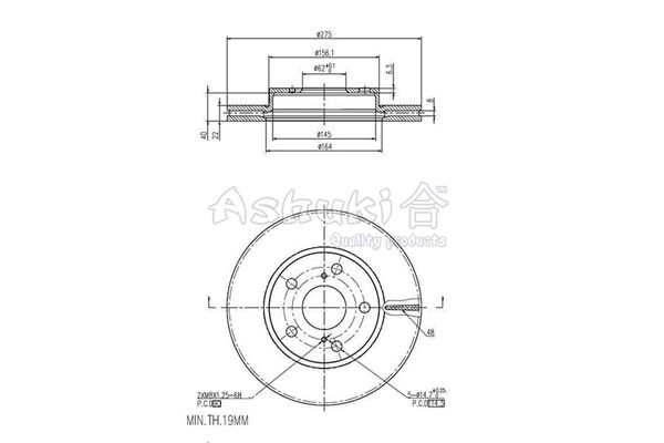 ASHUKI Тормозной диск 0990-1612