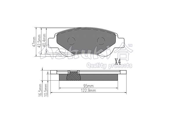 ASHUKI Комплект тормозных колодок, дисковый тормоз 1080-2212