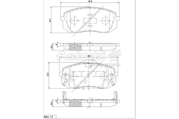 ASHUKI Комплект тормозных колодок, дисковый тормоз I042-65