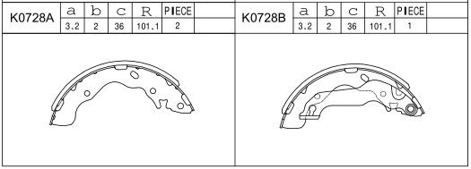 ASIMCO Комплект тормозных колодок K0728