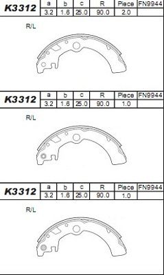 ASIMCO Bremžu loku komplekts K3312