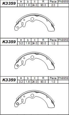 ASIMCO Комплект тормозных колодок K3359