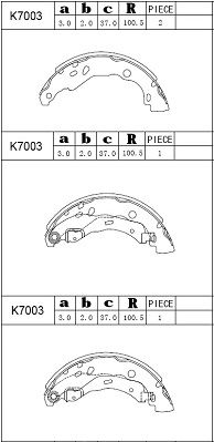 ASIMCO Bremžu loku komplekts K7003