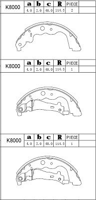 ASIMCO Комплект тормозных колодок K8000