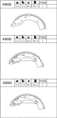 ASIMCO Комплект тормозных колодок K9000