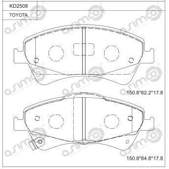 ASIMCO Bremžu uzliku kompl., Disku bremzes KD2508