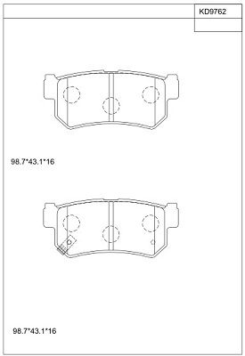 ASIMCO Комплект тормозных колодок, дисковый тормоз KD9762