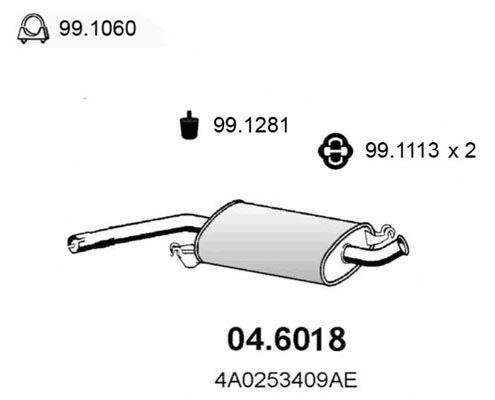 ASSO Vidējais izpl. gāzu trokšņa slāpētājs 04.6018
