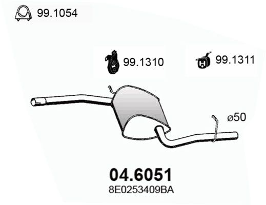 ASSO Vidējais izpl. gāzu trokšņa slāpētājs 04.6051