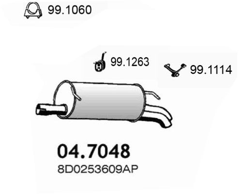 ASSO Izplūdes gāzu trokšņa slāpētājs (pēdējais) 04.7048