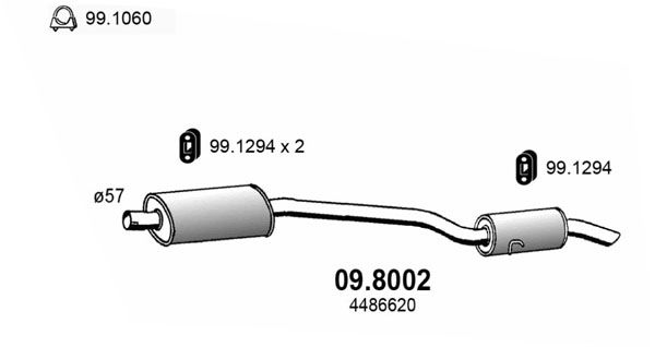 ASSO Средний / конечный глушитель ОГ 09.8002