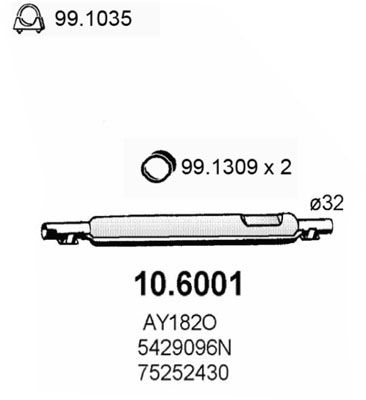 ASSO Vidējais izpl. gāzu trokšņa slāpētājs 10.6001