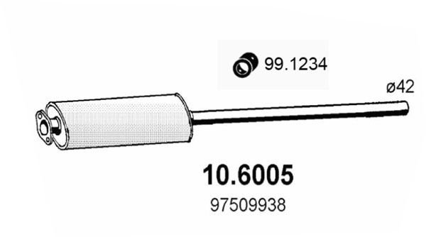 ASSO Vidējais izpl. gāzu trokšņa slāpētājs 10.6005
