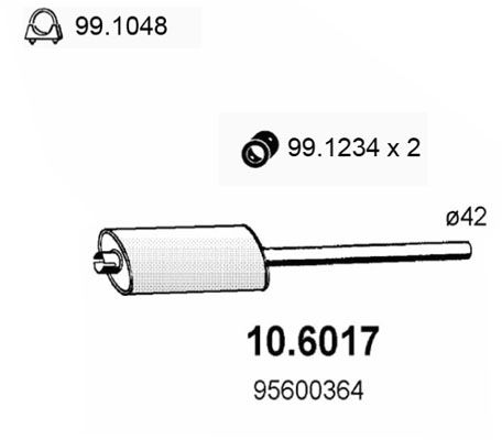 ASSO Vidējais izpl. gāzu trokšņa slāpētājs 10.6017