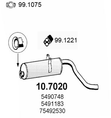 ASSO Izplūdes gāzu trokšņa slāpētājs (pēdējais) 10.7020