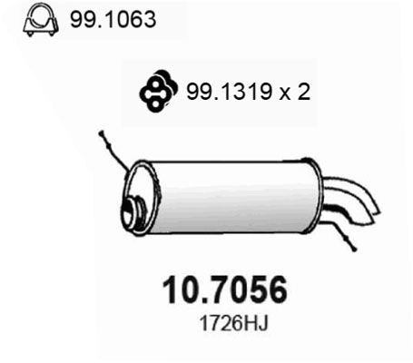 ASSO Izplūdes gāzu trokšņa slāpētājs (pēdējais) 10.7056