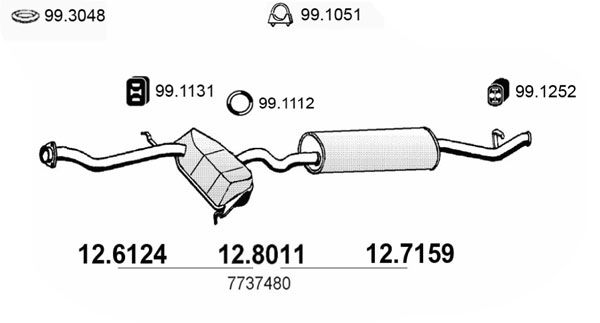 ASSO Vidējais izpl. gāzu trokšņa slāpētājs 12.6124