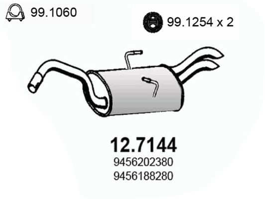 ASSO Izplūdes gāzu trokšņa slāpētājs (pēdējais) 12.7144