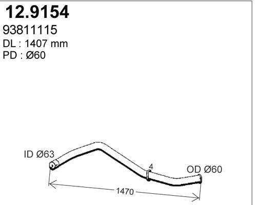 ASSO Труба выхлопного газа 12.9154