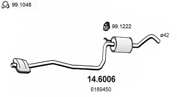 ASSO Vidējais izpl. gāzu trokšņa slāpētājs 14.6006
