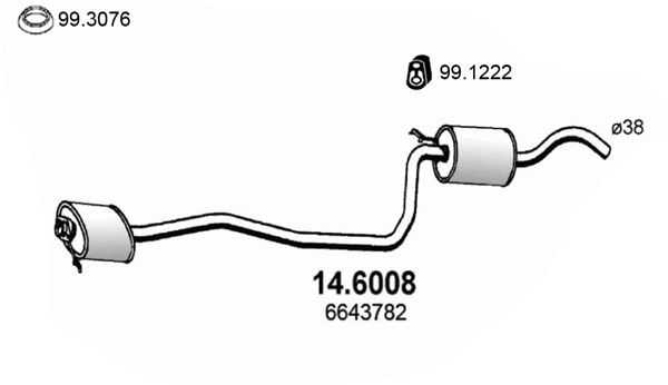 ASSO Vidējais izpl. gāzu trokšņa slāpētājs 14.6008