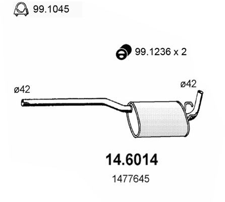 ASSO Vidējais izpl. gāzu trokšņa slāpētājs 14.6014