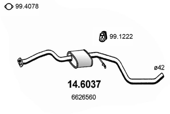 ASSO Vidējais izpl. gāzu trokšņa slāpētājs 14.6037