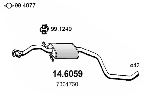 ASSO Vidējais izpl. gāzu trokšņa slāpētājs 14.6059