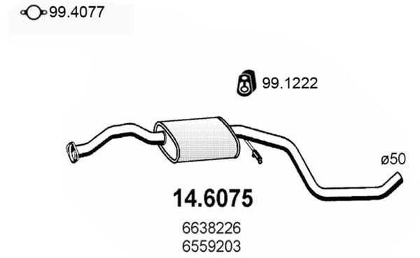 ASSO Vidējais izpl. gāzu trokšņa slāpētājs 14.6075